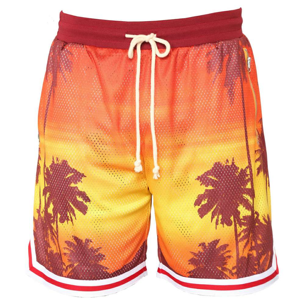 Orange Sunset Palm Print Basketball Shorts